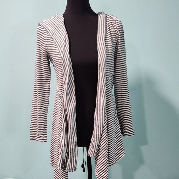 Striped Open-Front Women's Sweater - Picture 1 of 10